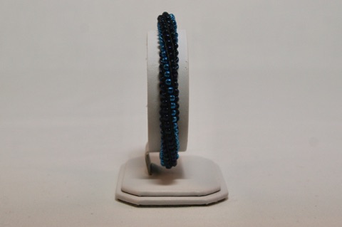 Black and Blue Inside-Out Spiral Beaded Kumihimo Bracelet